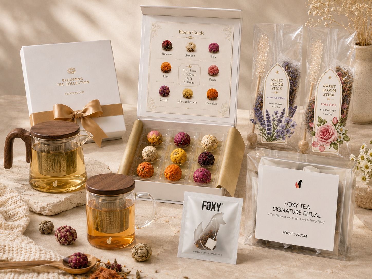 Foxy Tea packaging, branding and product graphic design collection